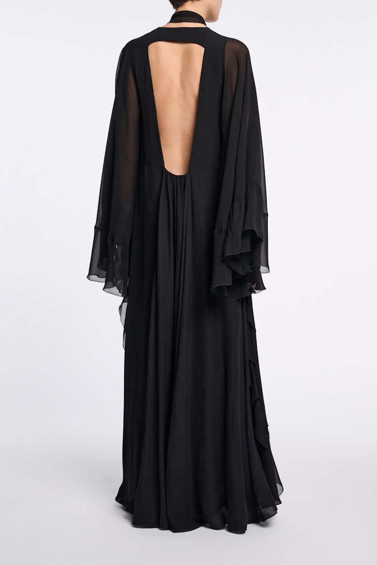 Dorothee Schumacher Silk georgette festival maxi dress pure black