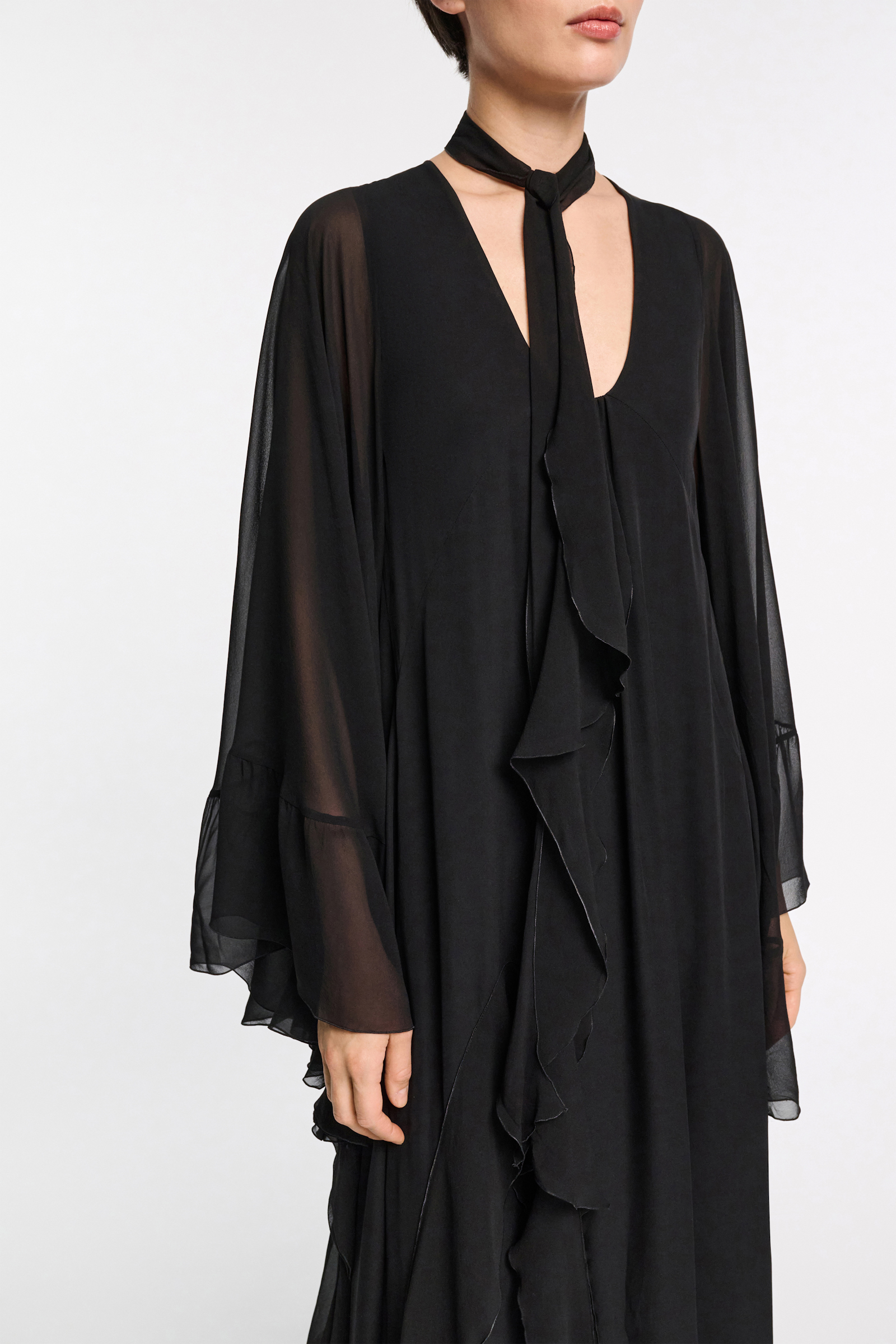 Dorothee Schumacher Silk georgette festival maxi dress pure black