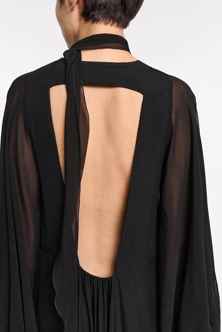 Dorothee Schumacher Silk georgette festival maxi dress pure black