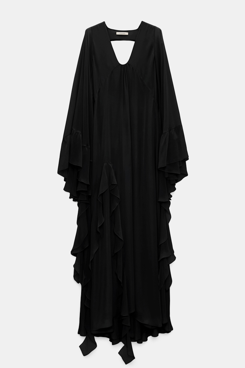 Shop Dorothee Schumacher Silk Georgette Festival Maxi Dress In Black