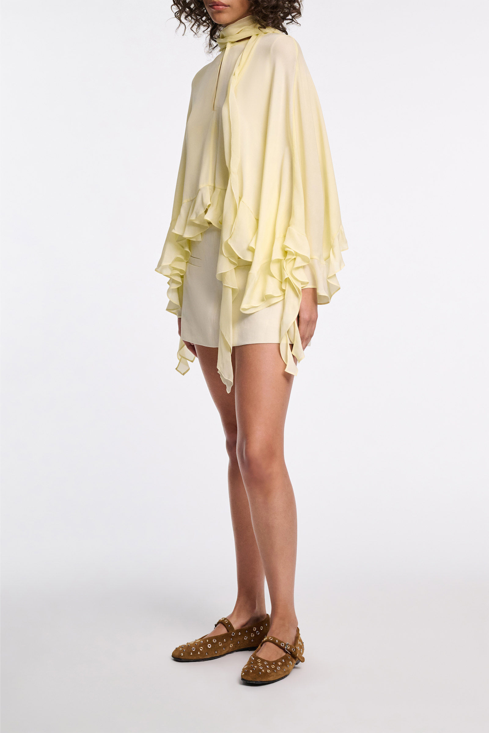 Dorothee Schumacher Silk georgette cape-blouse light lemon