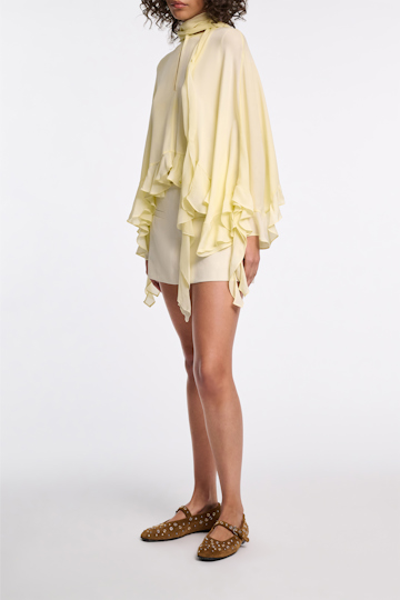 Dorothee Schumacher Cape Bluse mit abnehmbarem Schal-Detail light lemon
