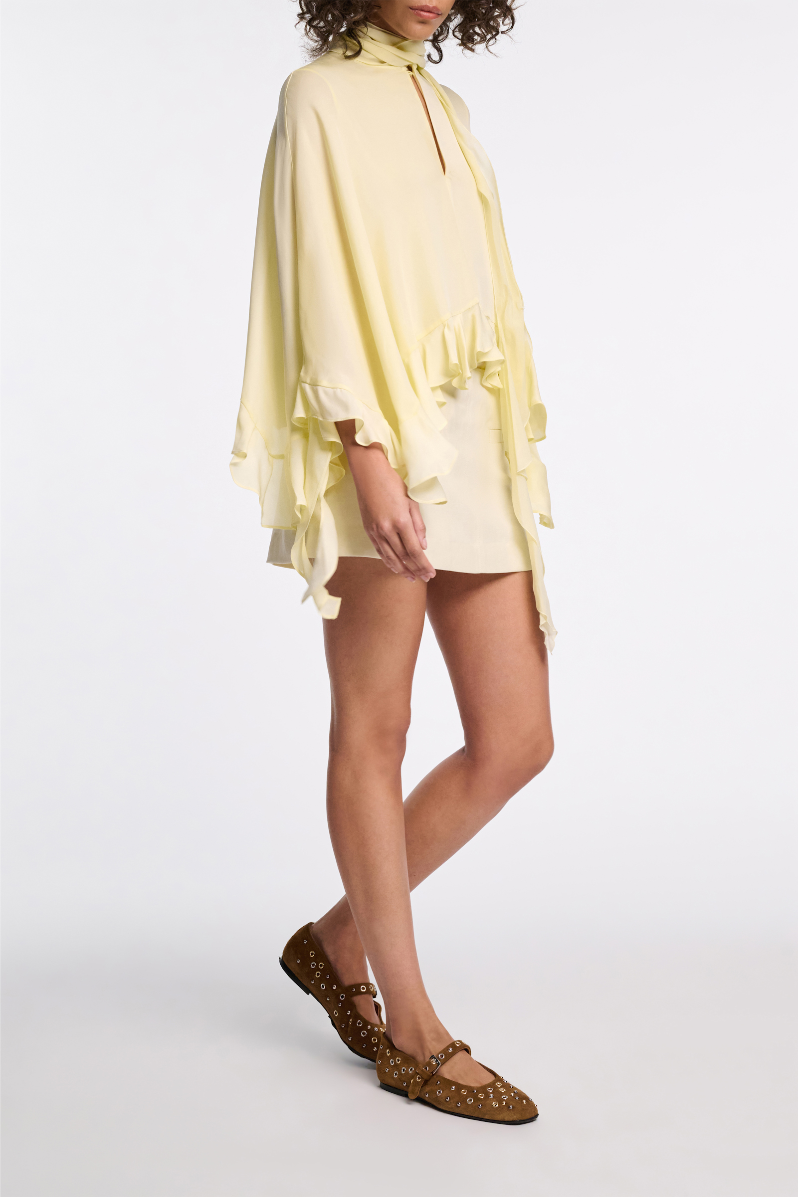 Dorothee Schumacher Silk georgette cape-blouse light lemon