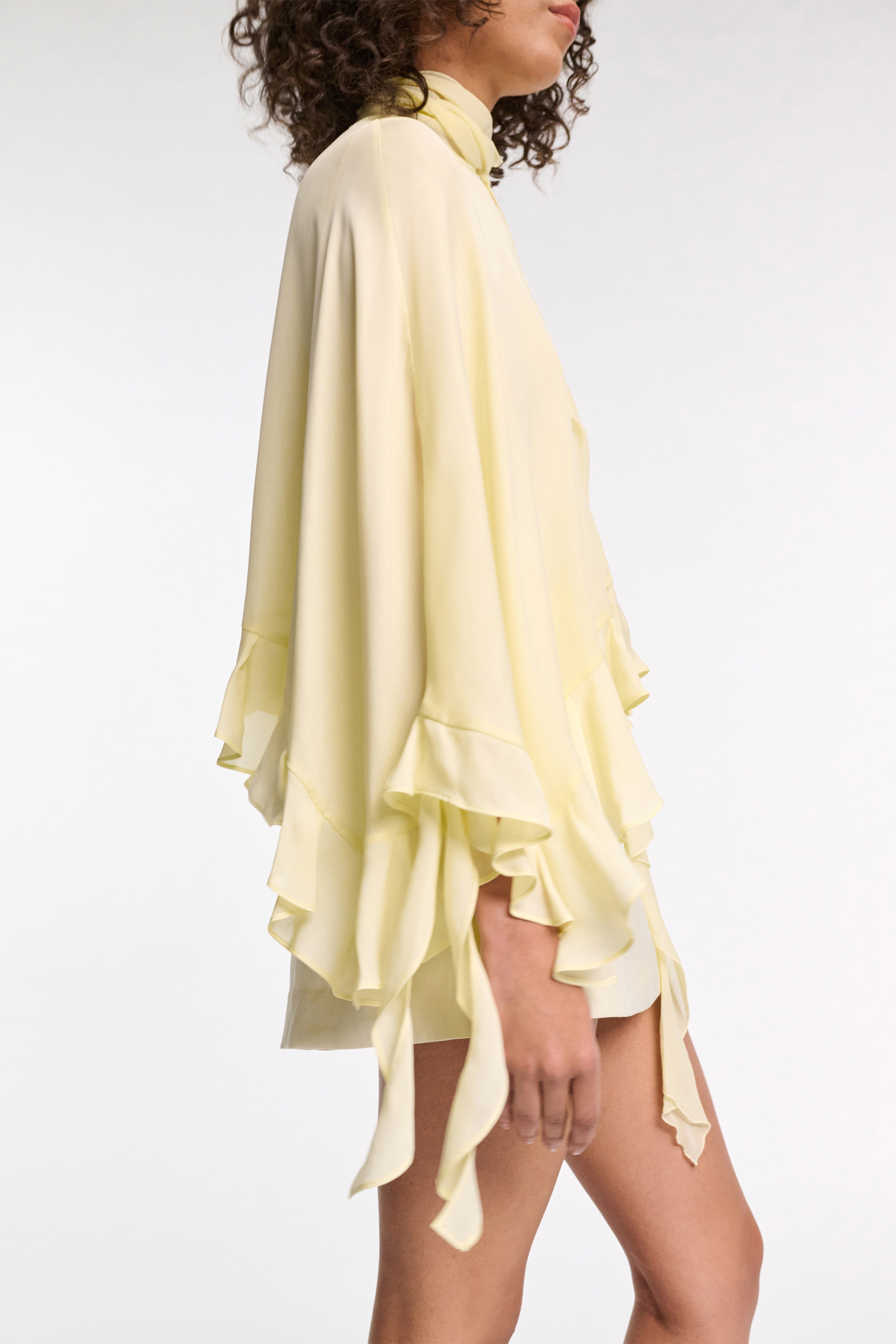 Dorothee Schumacher Silk georgette cape-blouse light lemon
