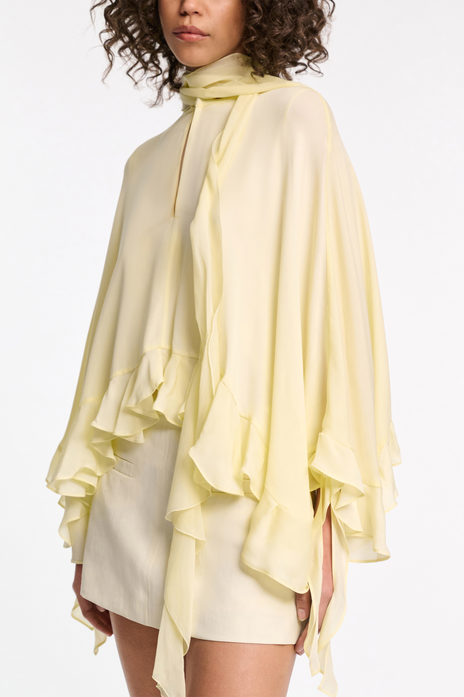 Dorothee Schumacher Silk georgette cape-blouse light lemon