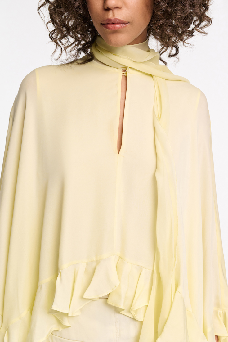 Dorothee Schumacher Silk georgette cape-blouse light lemon