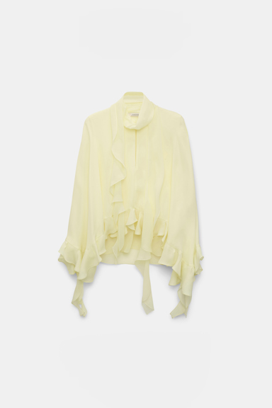 Dorothee Schumacher Silk georgette cape-blouse light lemon