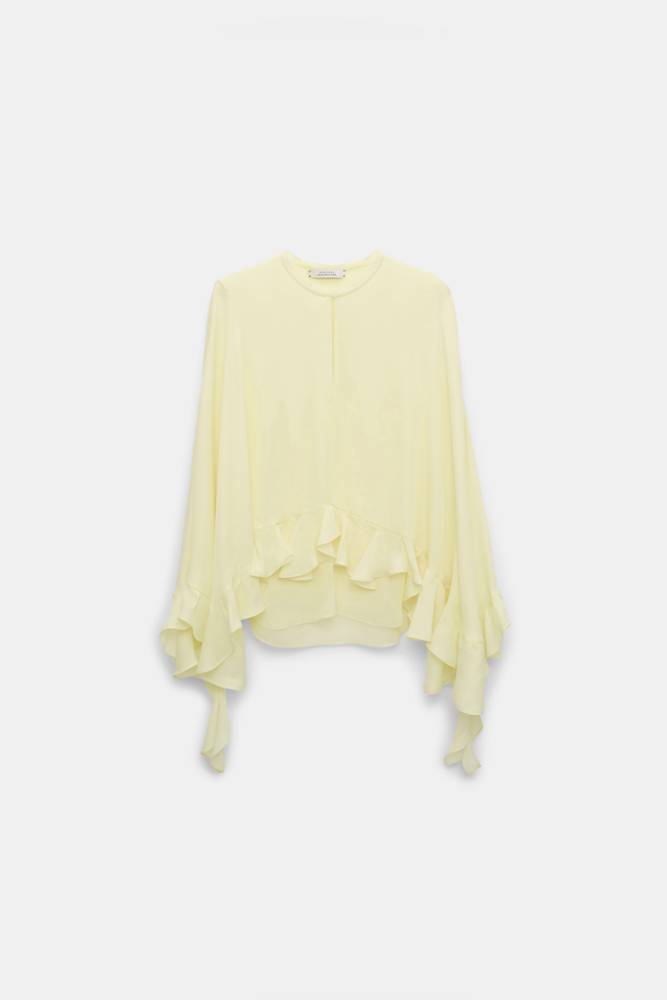 Dorothee Schumacher Silk georgette cape-blouse light lemon