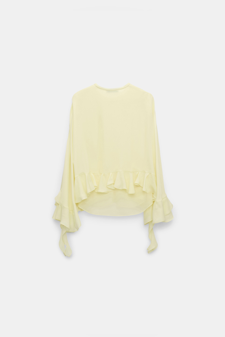 Dorothee Schumacher Silk georgette cape-blouse light lemon