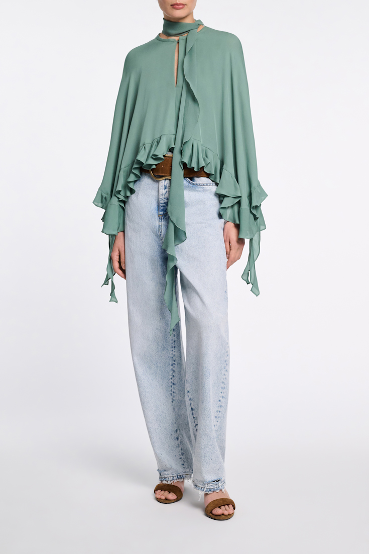 Dorothee Schumacher Cape Bluse mit abnehmbarem Schal-Detail jade