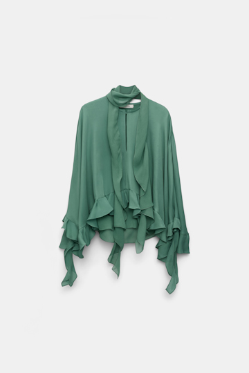 Dorothee Schumacher Silk georgette cape-blouse jade
