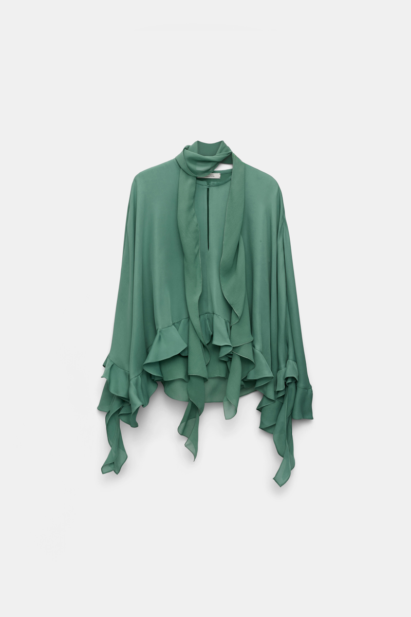 DOROTHEE SCHUMACHER SILK GEORGETTE CAPE-BLOUSE 