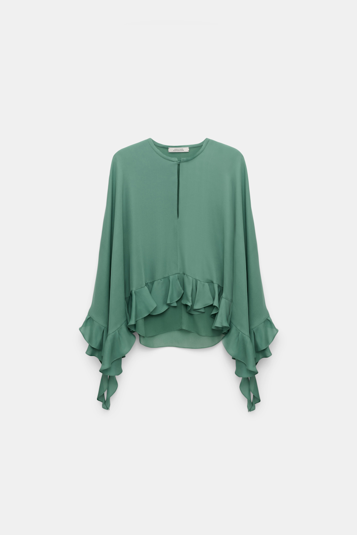 Dorothee Schumacher Cape Bluse mit abnehmbarem Schal-Detail jade