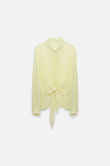 Dorothee Schumacher Bindebluse aus Seiden-Double-Georgette light lemon