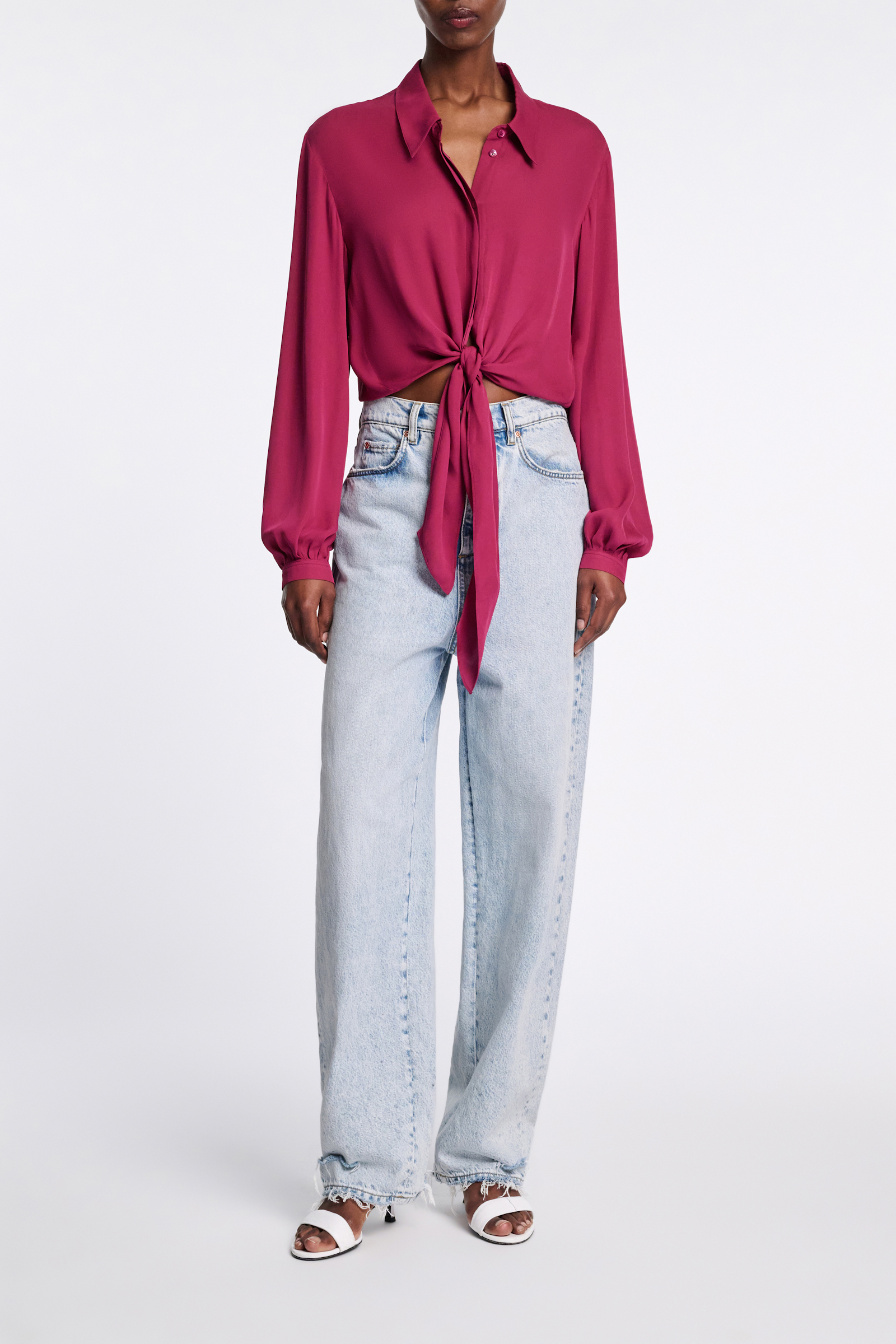 Dorothee Schumacher Silk georgette tie blouse berry
