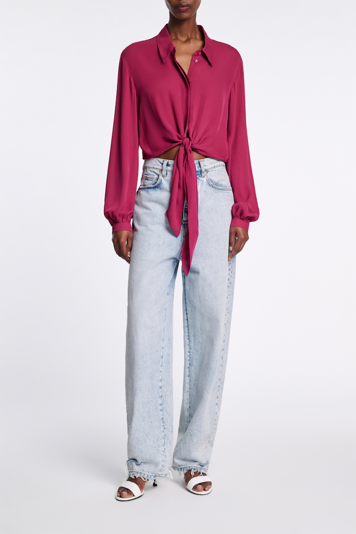 Dorothee Schumacher Silk georgette tie blouse berry