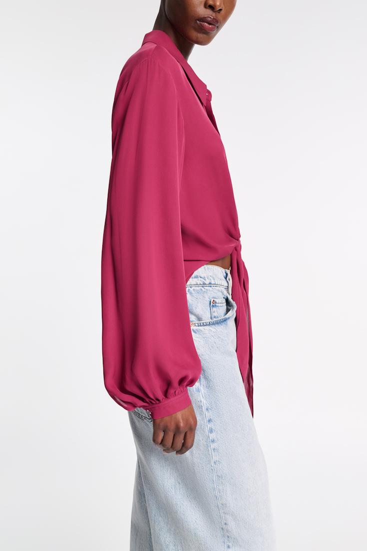 Dorothee Schumacher Silk georgette tie blouse berry