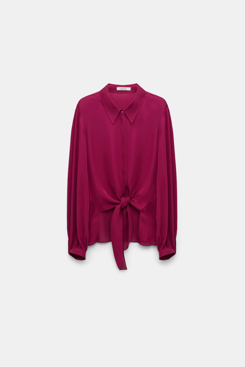 Dorothee Schumacher Sheer Twist I Blouse In Berry In Red