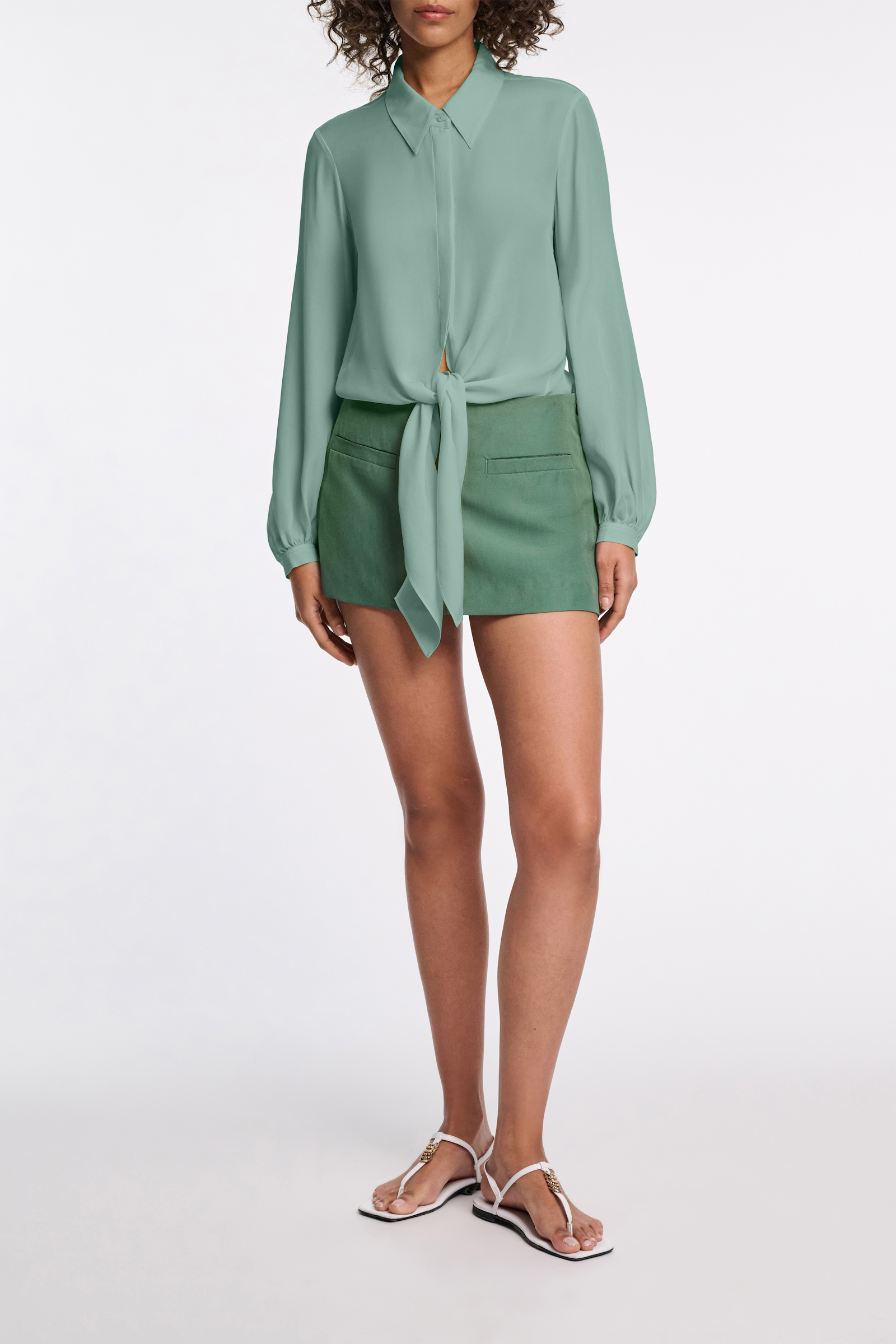 Dorothee Schumacher Bindebluse aus Seiden-Double-Georgette jade