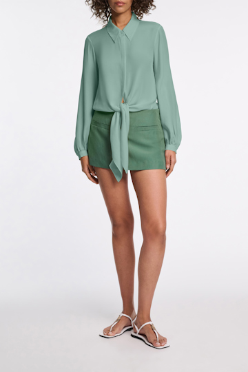 Dorothee Schumacher Silk georgette tie blouse jade