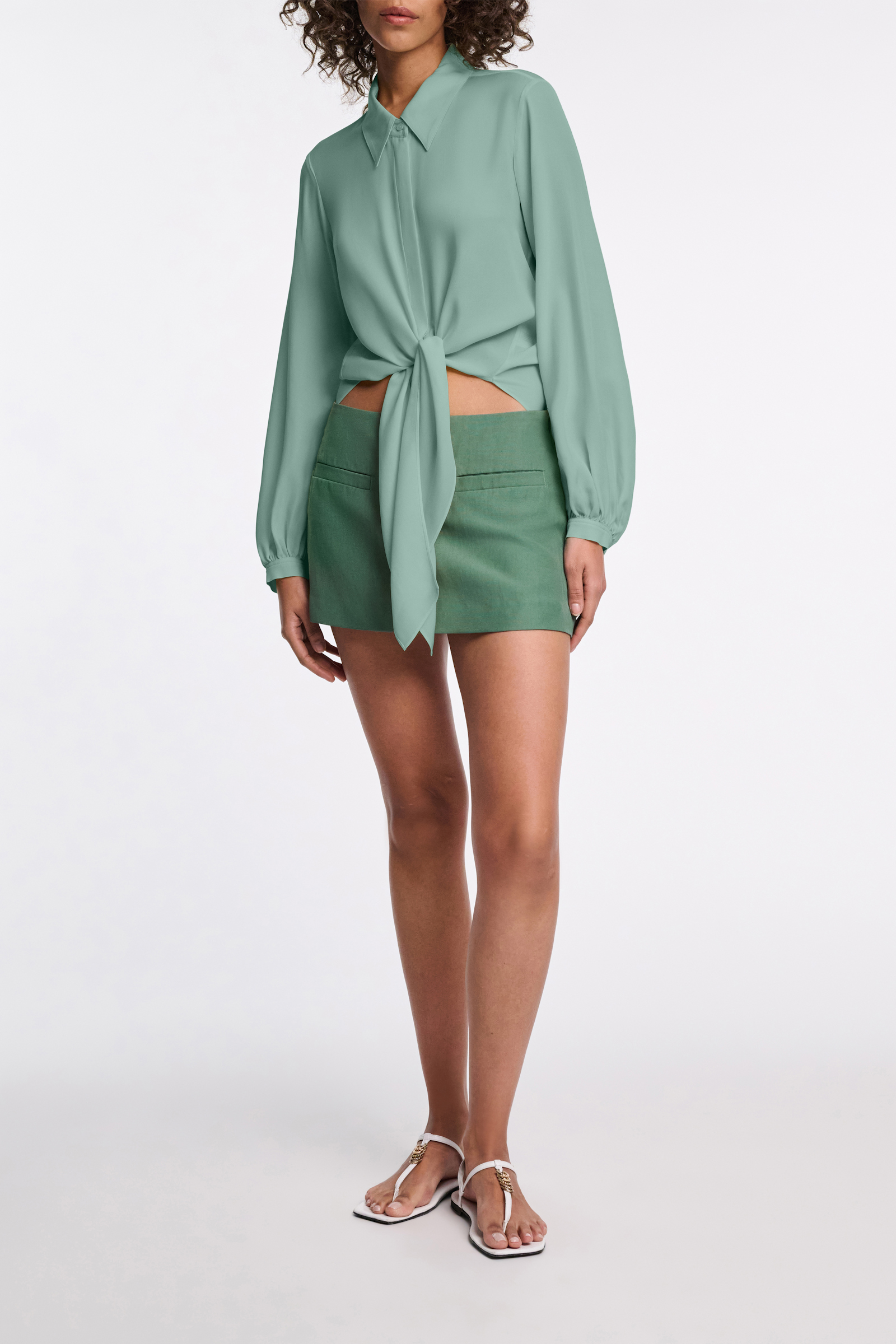 Dorothee Schumacher Bindebluse aus Seiden-Double-Georgette jade