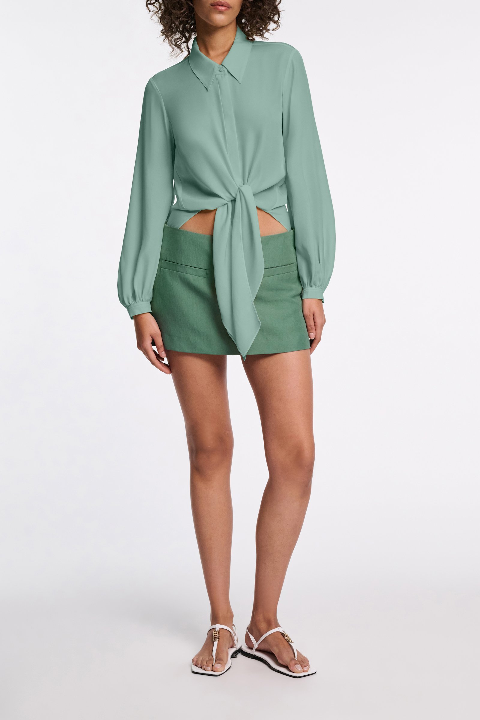 Dorothee Schumacher Bindebluse aus Seiden-Double-Georgette jade