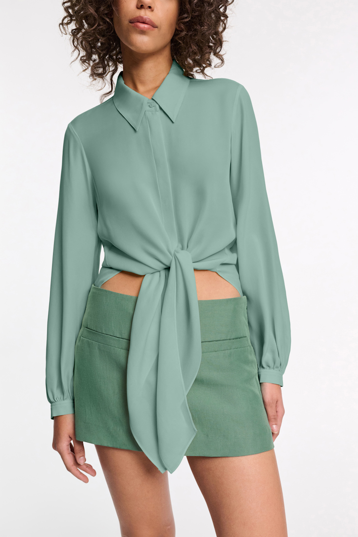 Dorothee Schumacher Bindebluse aus Seiden-Double-Georgette jade