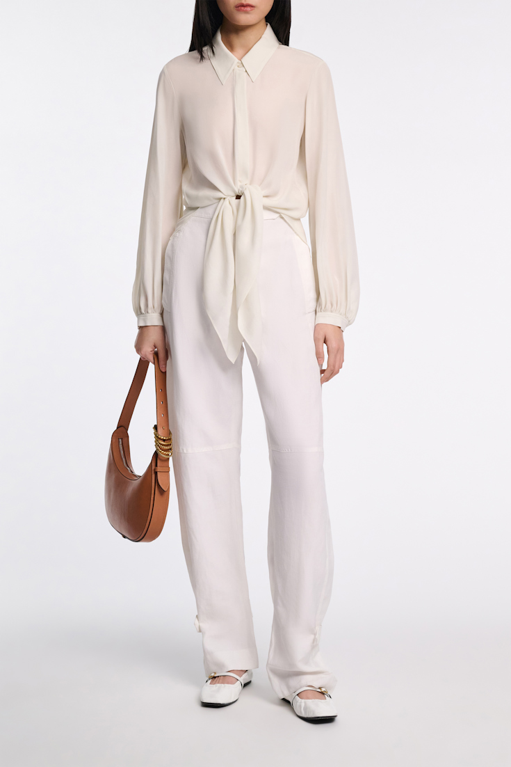 Dorothee Schumacher Silk georgette tie blouse shadow white