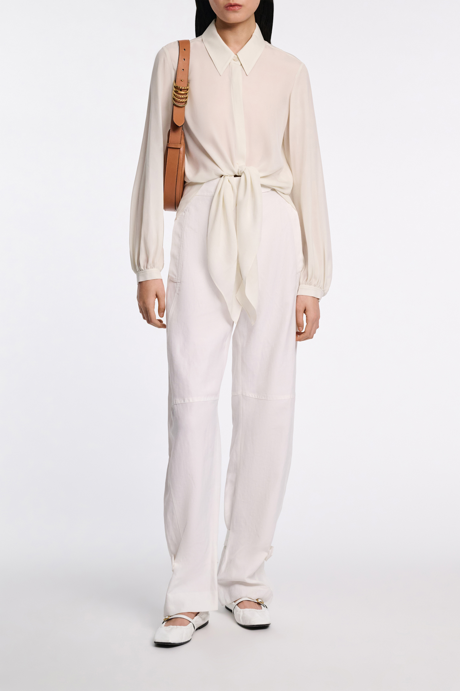 Dorothee Schumacher Silk georgette tie blouse shadow white