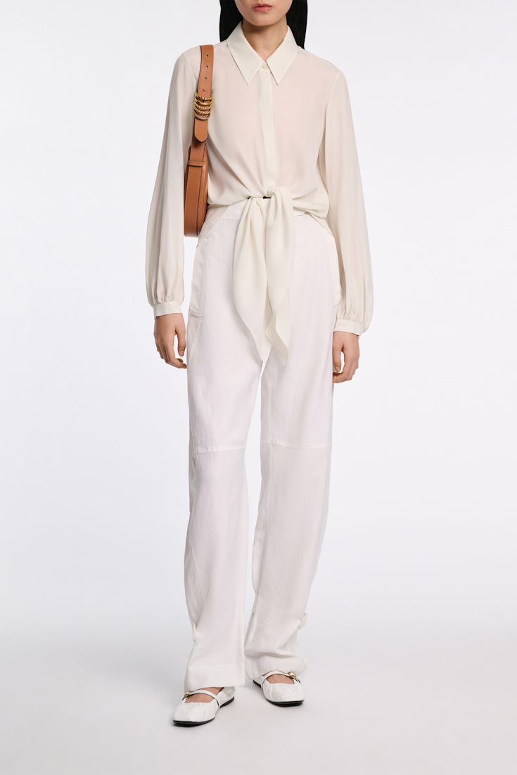 Dorothee Schumacher Silk georgette tie blouse shadow white