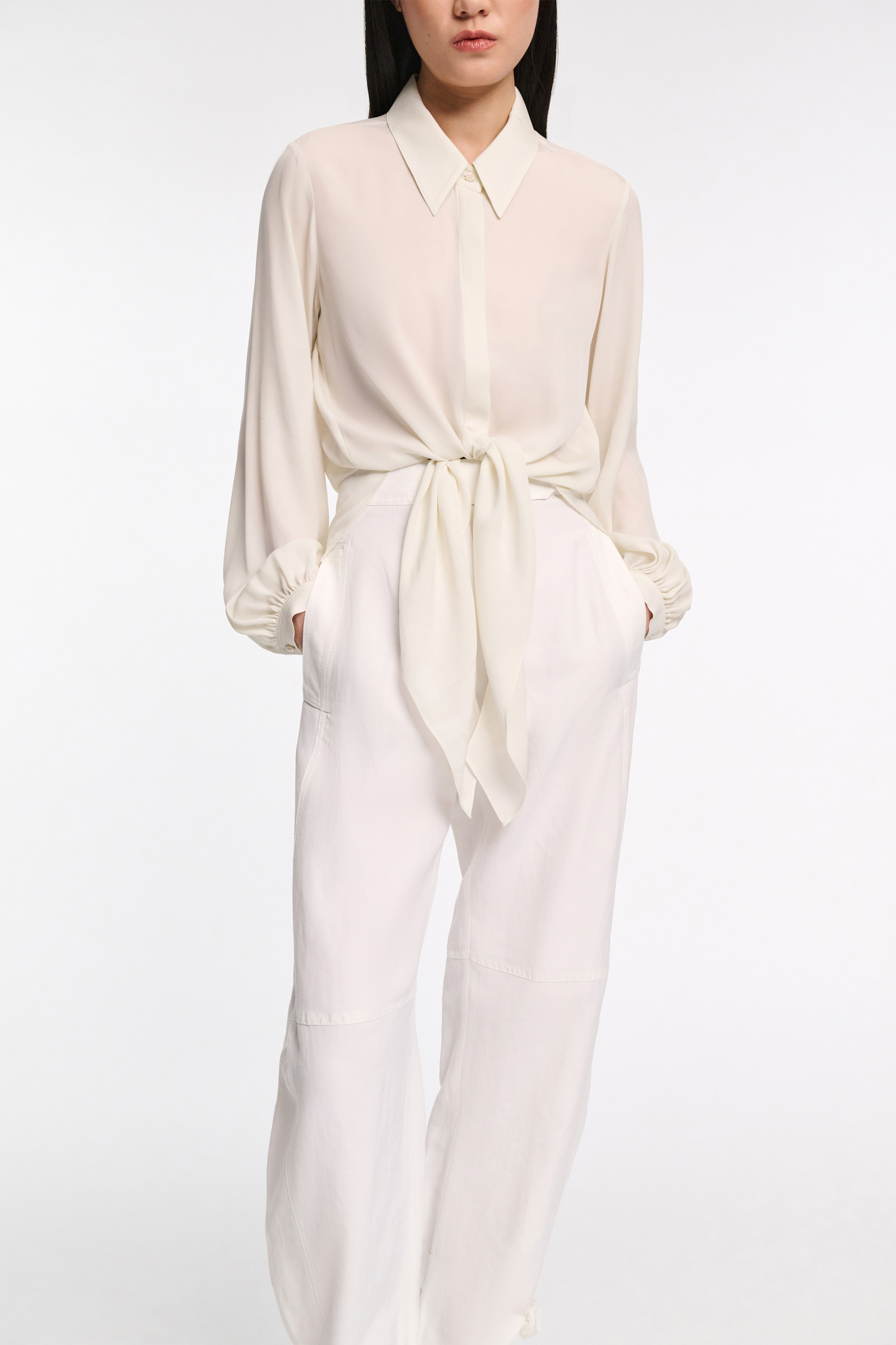 Dorothee Schumacher Silk georgette tie blouse shadow white