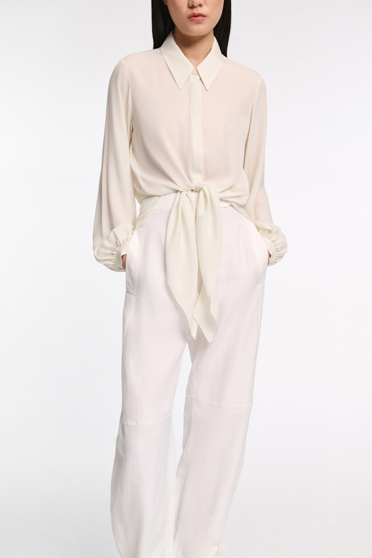 Dorothee Schumacher Silk georgette tie blouse shadow white