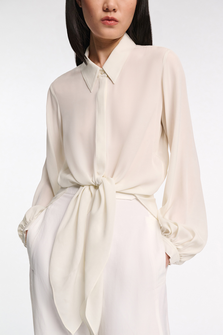 Dorothee Schumacher Silk georgette tie blouse shadow white