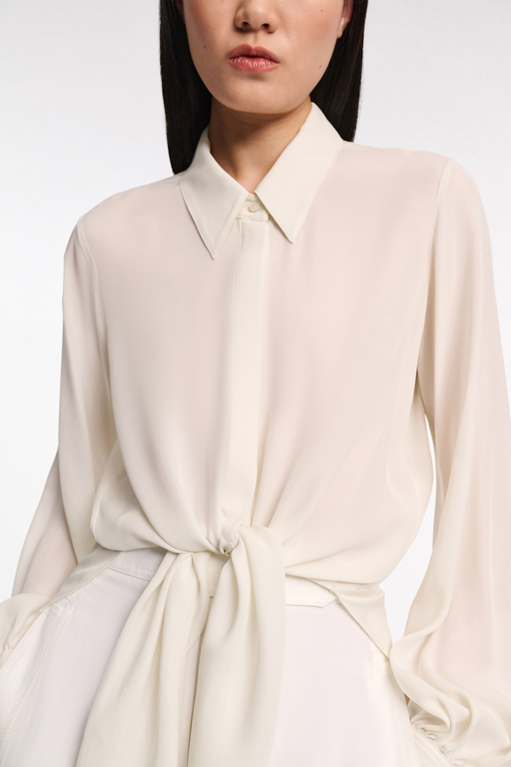 Dorothee Schumacher Silk georgette tie blouse shadow white