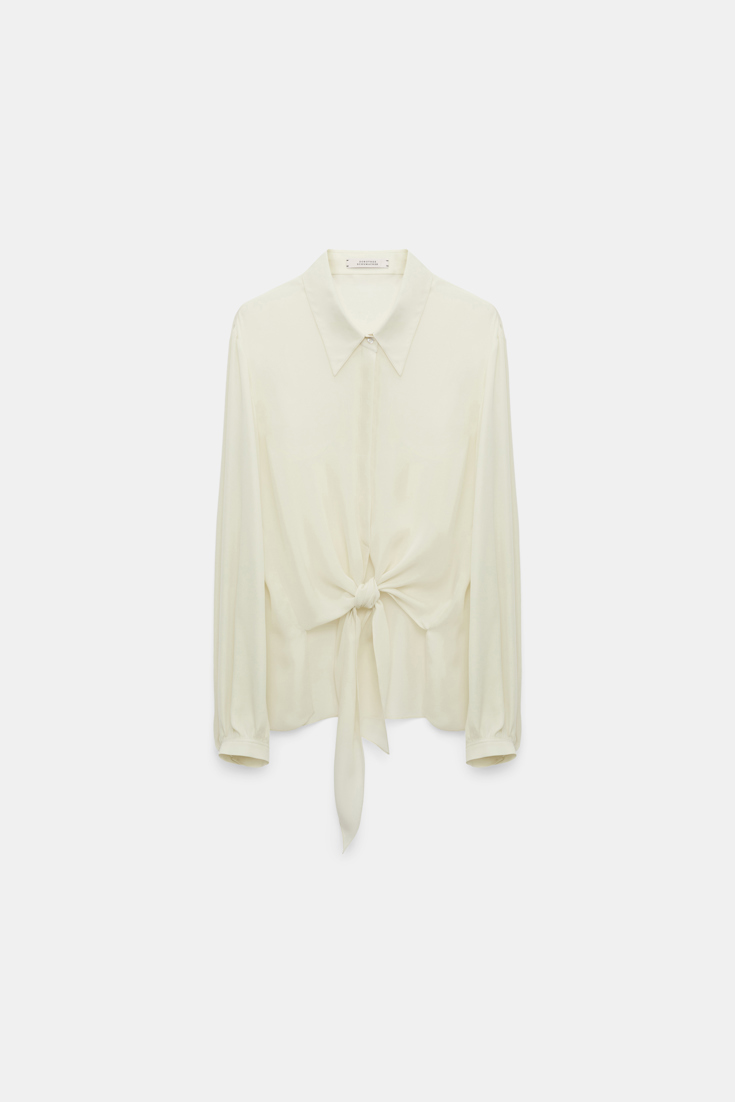 Dorothee Schumacher Silk georgette tie blouse shadow white