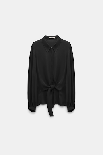 Dorothee Schumacher Silk georgette tie blouse pure black