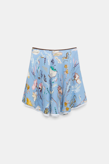 Dorothee Schumacher Printed silk georgette and poplin skirt wicked flower blue