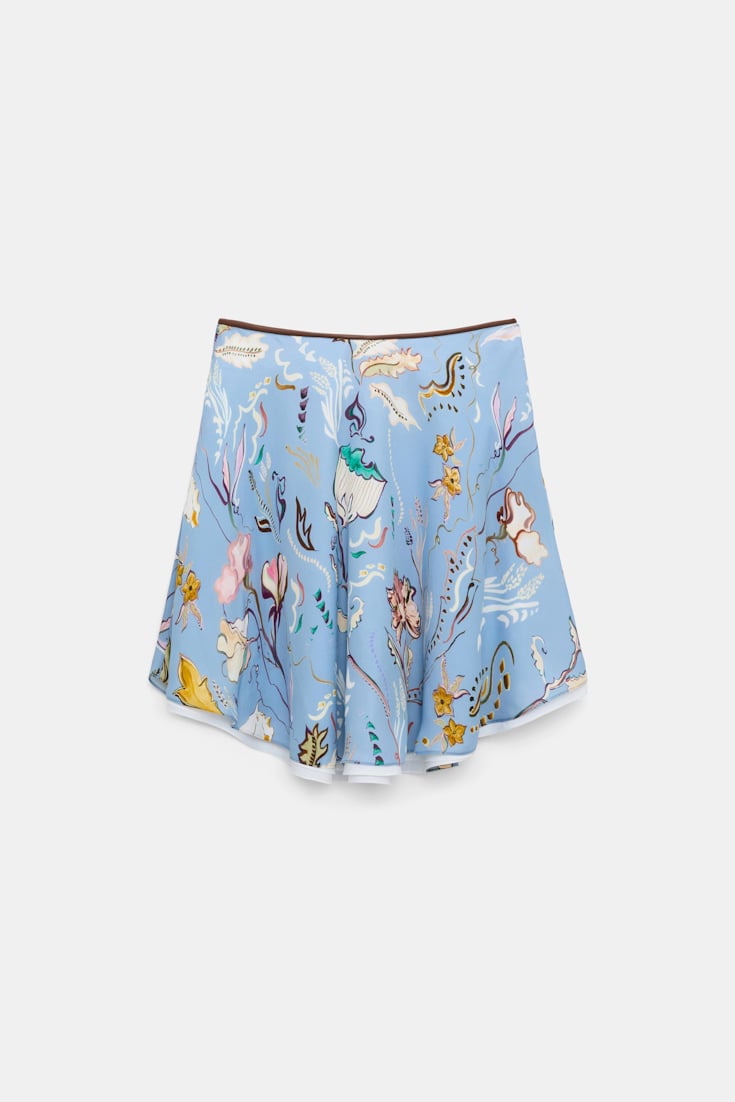 Dorothee Schumacher Printed silk georgette and poplin skirt wicked flower blue