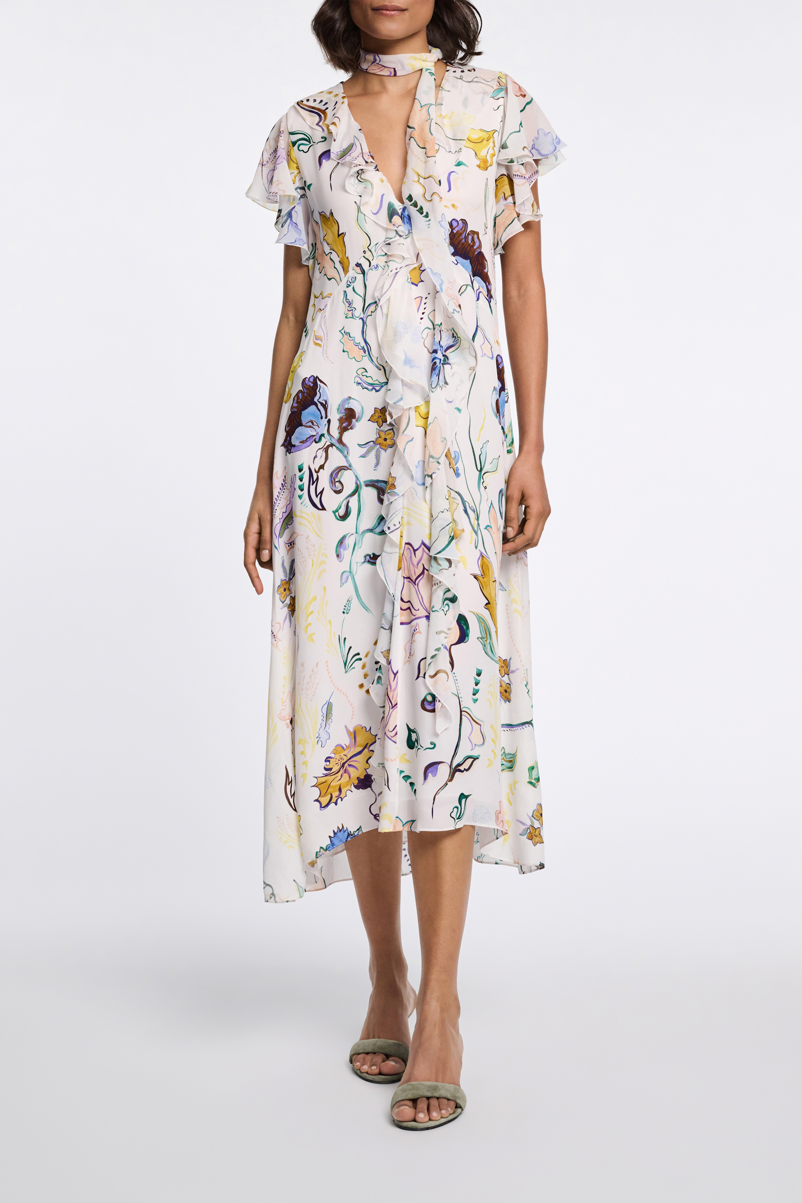 Dorothee Schumacher Printed silk georgette and poplin midi dress Wicked Flower Print