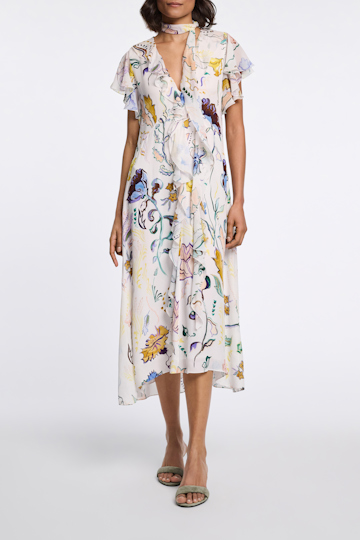 Dorothee Schumacher Printed silk georgette and poplin midi dress Wicked Flower Print