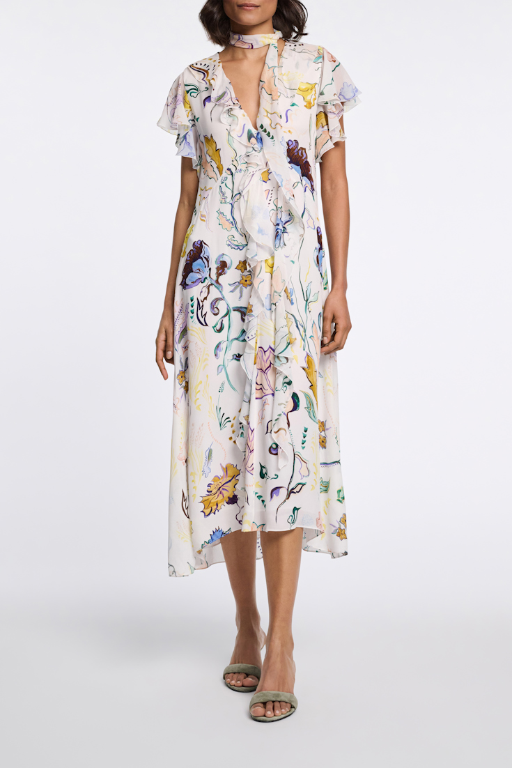 Dorothee Schumacher Printed silk georgette and poplin midi dress Wicked Flower Print