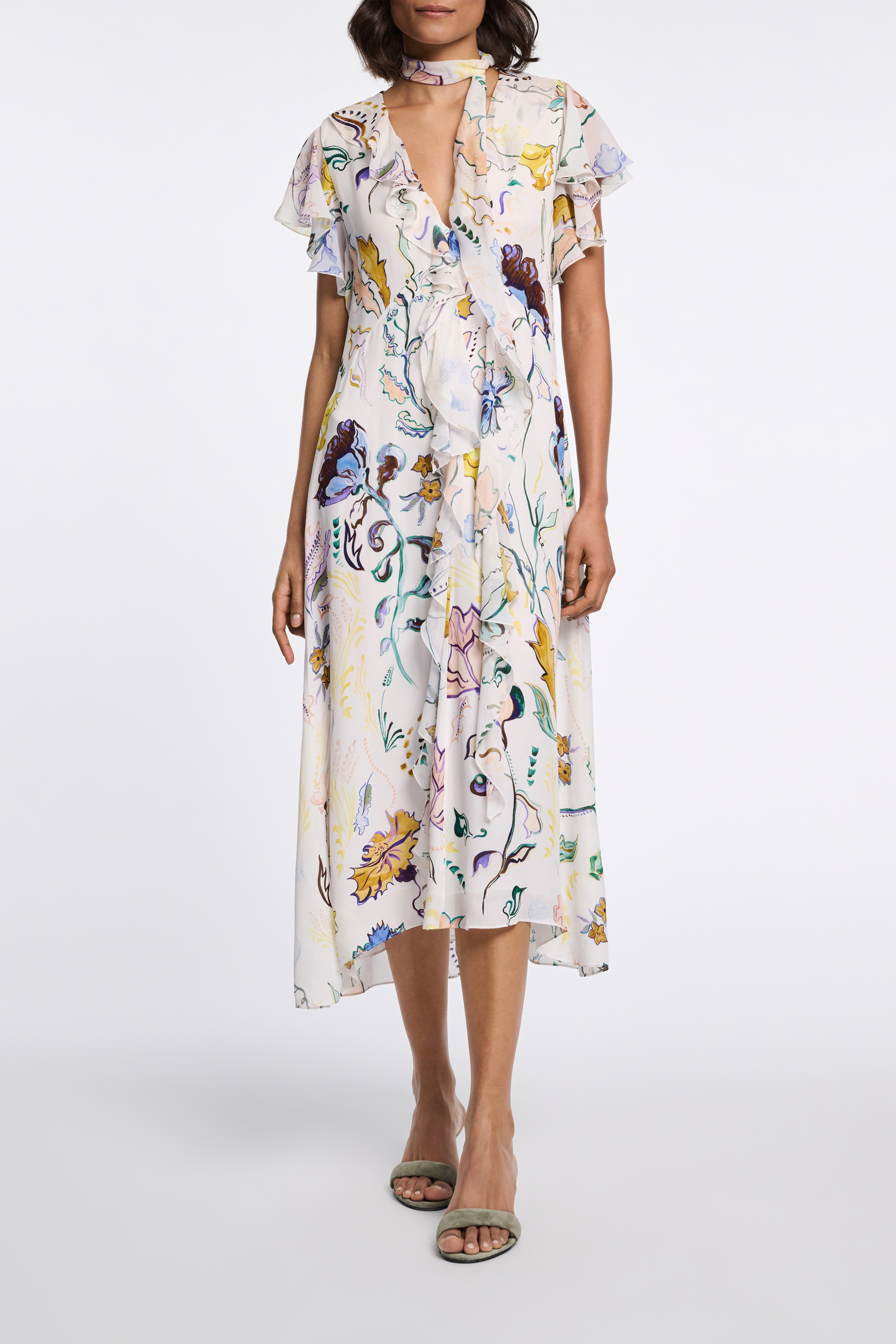 Dorothee Schumacher Printed silk georgette and poplin midi
