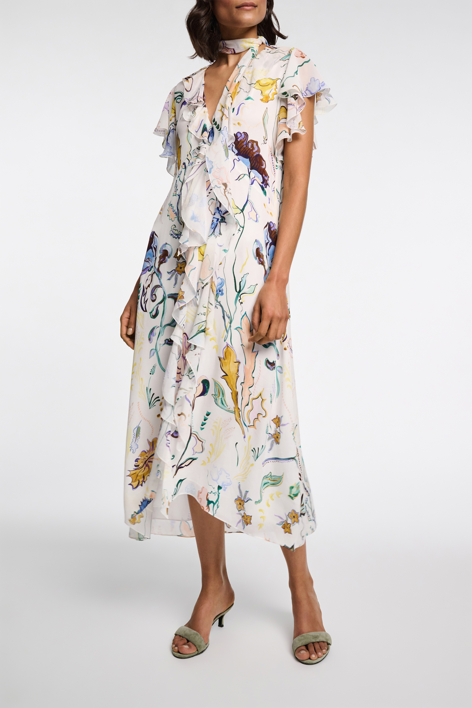 Dorothee Schumacher Printed silk georgette and poplin midi dress Wicked Flower Print