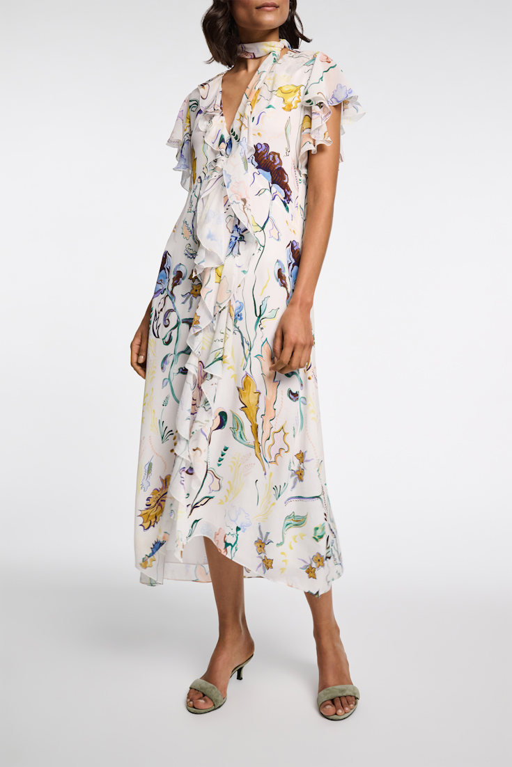 Dorothee Schumacher Printed silk georgette and poplin midi dress Wicked Flower Print