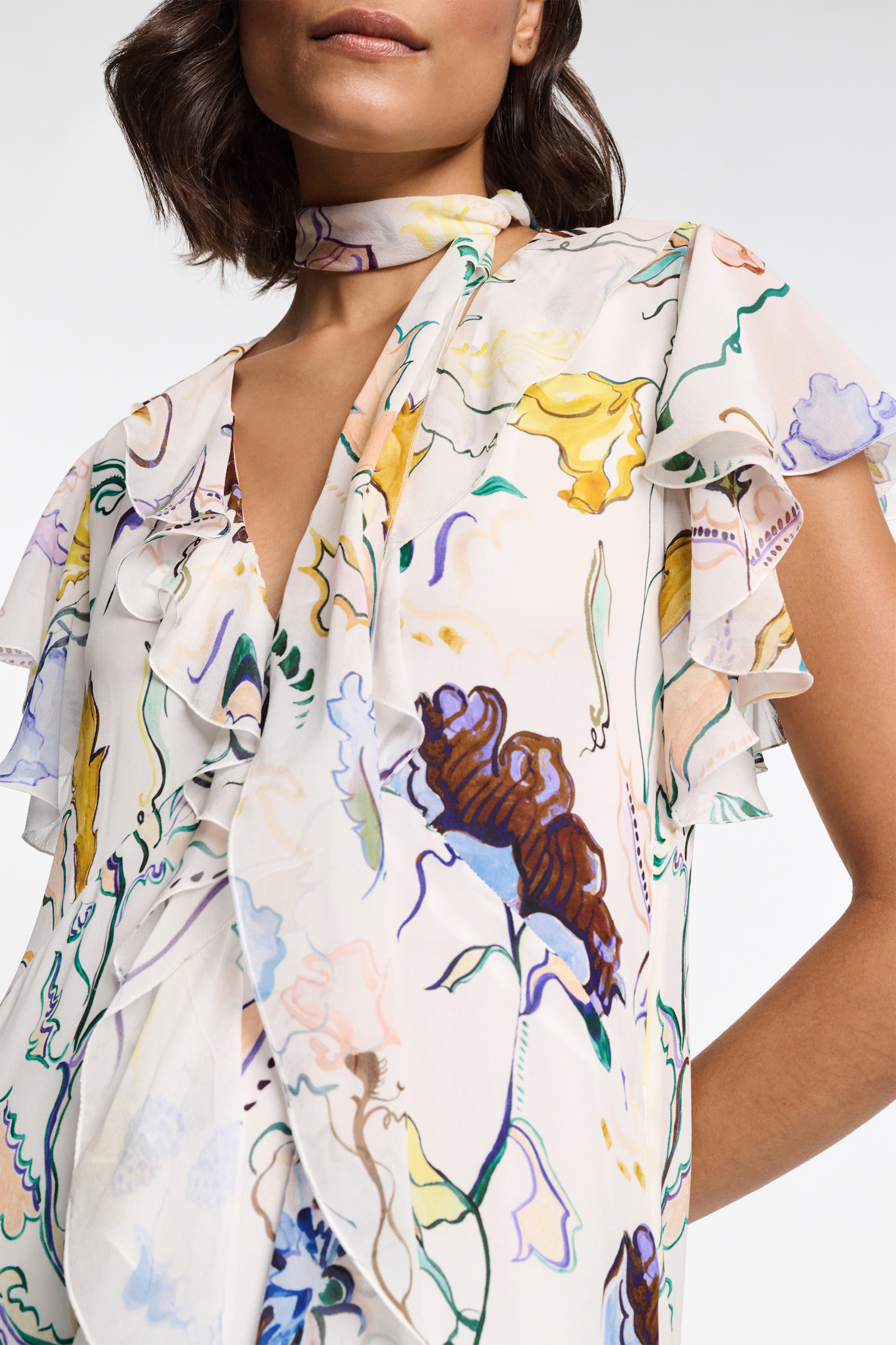 Dorothee Schumacher Printed silk georgette and poplin midi dress Wicked Flower Print