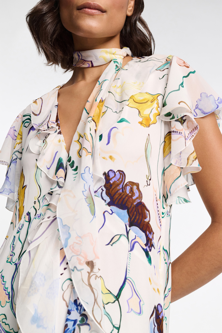 Dorothee Schumacher Printed silk georgette and poplin midi dress Wicked Flower Print