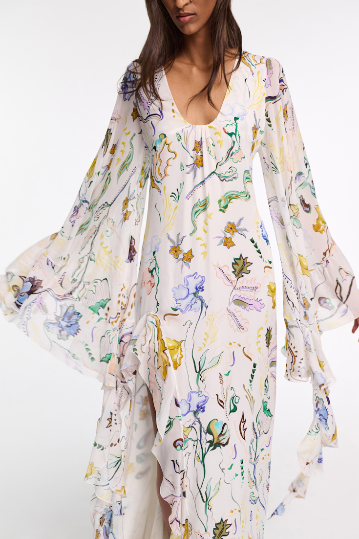 Dorothee Schumacher Maxi-Kleid mit Volants und Signature Print Fairy Flower Print