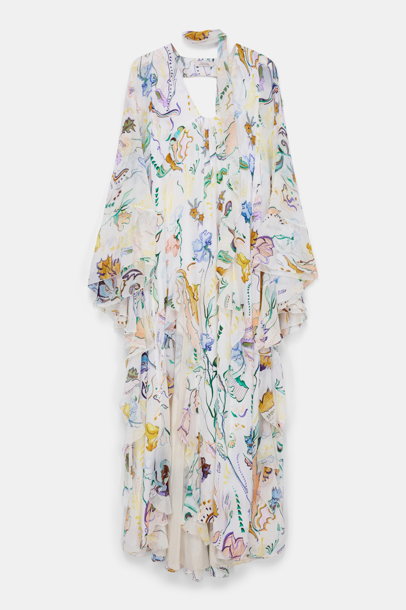 DOROTHEE SCHUMACHER PRINTED SILK GEORGETTE FESTIVAL MAXI DRESS 