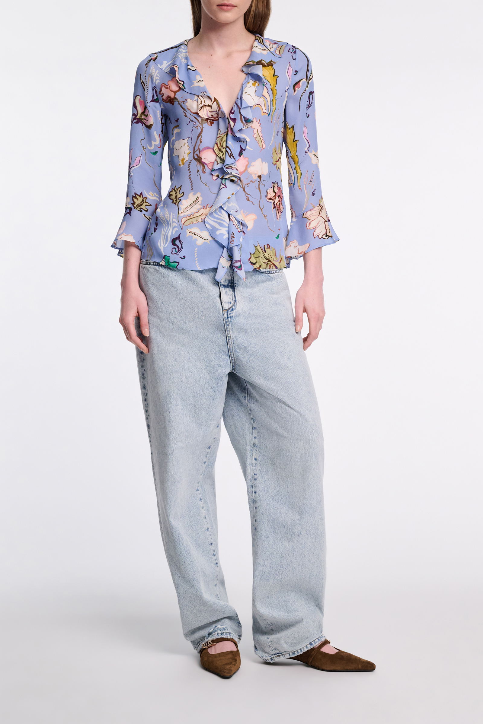 Dorothee Schumacher Printed silk georgette blouse wicked flower blue