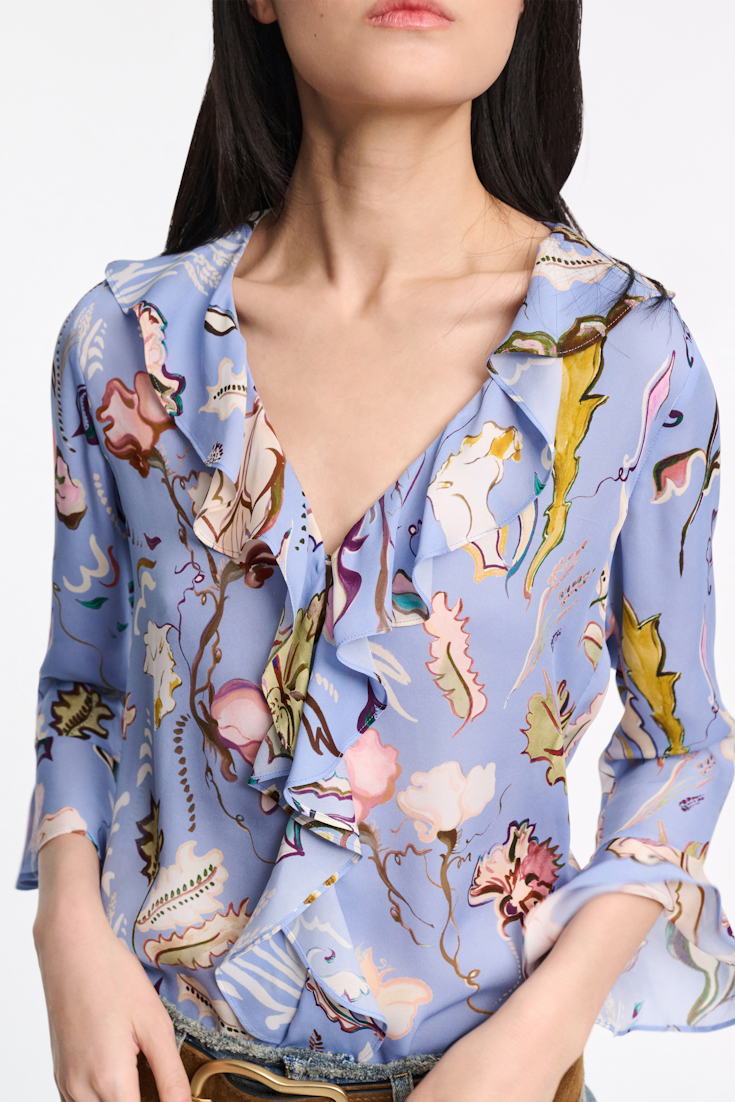 Dorothee Schumacher Printed silk georgette blouse wicked flower blue